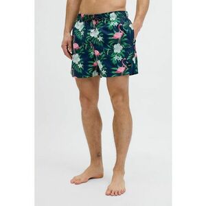 Pantaloni scurti de baie cu model si buzunare laterale - Verde/Bleumarin imagine