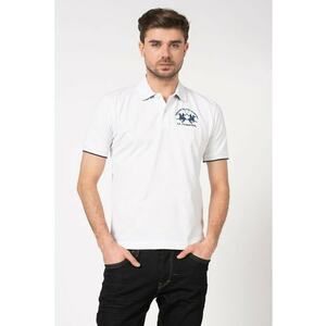 Tricou polo din material pique cu broderie logo - Alb imagine