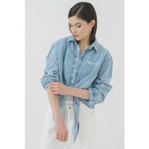 Camasa de denim cu nasturi - Albastru deschis imagine