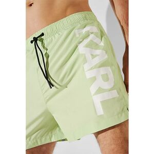 Pantaloni scurti de baie cu logo supradimensionat - Alb/Verde pal imagine