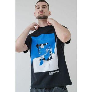 Tricou de bumbac organic cu logo - Negru/Albastru royal imagine