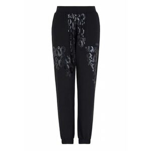 Pantaloni negru - 95% bumbac - 5% elastan - cu logo in relief imagine