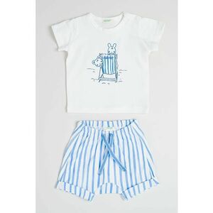 Set de tricou si pantaloni scurti - Alb/Albastru imagine