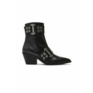 Botine de piele ecologica cu toc - Negru imagine
