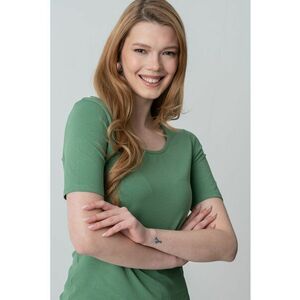 Bluza reversibila cu maneci scurte si decolteu barcuta - Verde deschis imagine