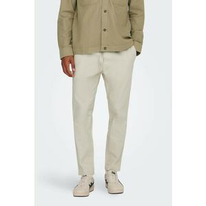 Pantaloni conici din amestec de in cu snururi - Verde pal imagine