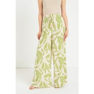 Pantaloni cu croiala ampla Bree - Verde/Crem imagine