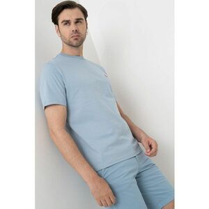 Tricou regular fit cu decolteu la baza gatului - Albastru prafuit imagine