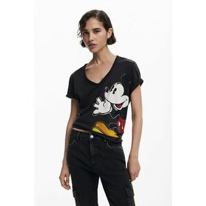 Tricou cu decolteu in V si model cu desene animate - Rosu/Galben/Negru stins imagine