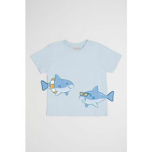 Tricou uni cu imprimeu - Albastru deschis imagine