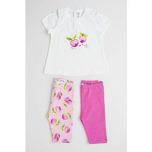 Set de tricou cu imprimeu si colanti - 3 piese - Verde/Roz fandango/Alb optic imagine