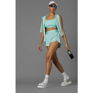 Pantaloni scurti cu talie inalta pentru fitness - Alb optic/Albastru glaciar imagine