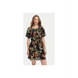 Rochie cu model floral si decolteu rotund - Multicolor imagine
