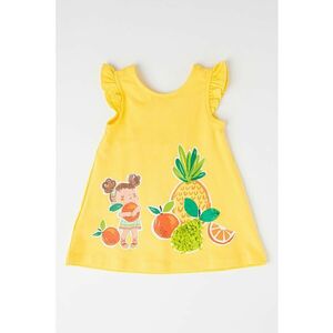 Rochie evazata cu imprimeu cu fructe - Galben imagine