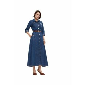 Rochie dama bumbac/poliester - albastru imagine