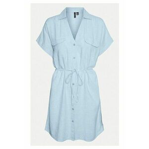 Rochie din in si vascoza - Albastru deschis imagine