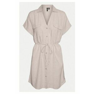 Rochie din in si vascoza - Gri imagine