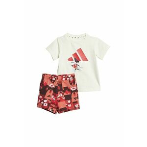 Set de tricou si pantaloni scurti din amestec de bumbac cu Mickey Mouse - Rosu/Alb/Portocaliu imagine