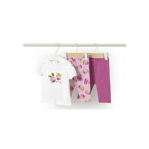 Compleu din 3 piese pentru copii - bumbac - mov/alb - imagine