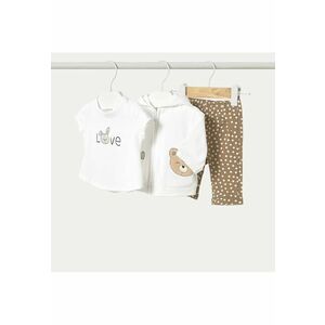 Compleu copii - bumbac - elastan - Alb/Maro imagine