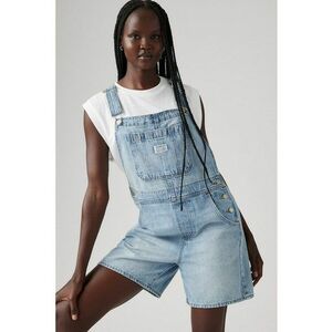 Salopeta scurta din denim cu aspect decolorat - Albastru deschis imagine