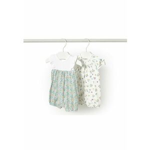 Set 2 salopete pentru copii - 1749 53 JADE - bumbac/elastan - alb/verde imagine