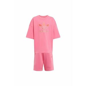 Set tricou si pantaloni scurti cu logo pe piept si snur in talie imagine