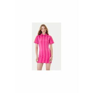 Rochie scurta din poliester cu guler polo si dungi contrastante imagine