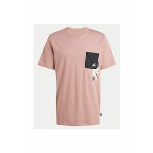 Tricou din bumbac cu buzunar pe piept si imprimeu imagine