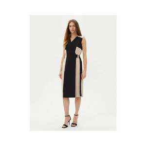 Rochie midi fara maneci - 100% poliester - Negru/Bej imagine