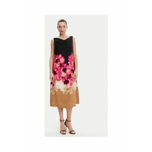 Rochie cu croiala in A - imprimeu floral - DD4KH09C - poliester - Negru/Bej/Roz imagine