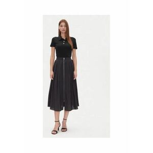 Fusta midi evazata - P5AN7A13 - neagra - 100% poliester - Negru imagine