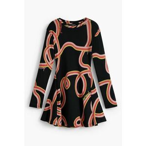 Rochie mini cu imprimeu si maneci lungi - Rosu/Negru imagine