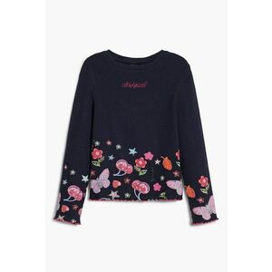 Bluza din amestec de bumbac cu decolteu la baza gatului - Albastru ultramarin imagine