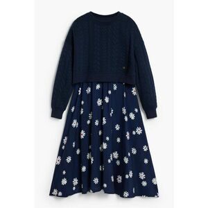 Rochie cu model floral 2 in 1 - Albastru indigo imagine