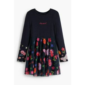 Rochie evazata cu imprimeu floral - Albastru ultramarin imagine