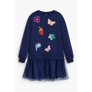 Rochie evazata cu maneci lungi - Albastru indigo imagine