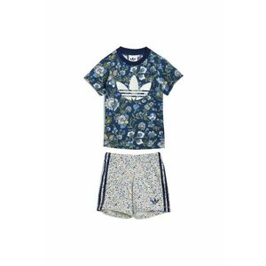 Set de tricou si pantaloni scurti cu imprimeu floral si logo - 2 piese imagine