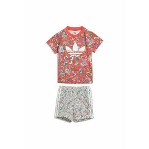 Set de tricou si pantaloni scurti cu model floral si logo - 2 piese imagine