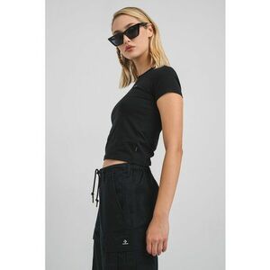 Tricou crop cu detaliu logo - Negru imagine