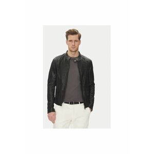 Geaca din piele barbati LENI PERFORATED - Piele naturala - Negru - Negru imagine