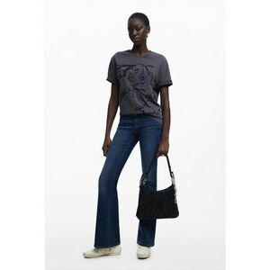 Tricou de bumbac cu imprimeu - Negru/Gri antracit imagine