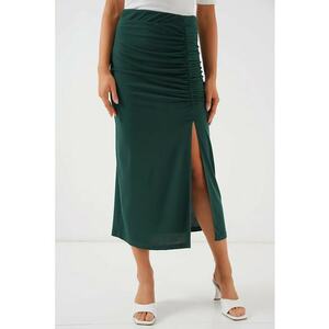 Fusta maxi - HiCCUP - poliester/elastan - talie elastica - verde imagine