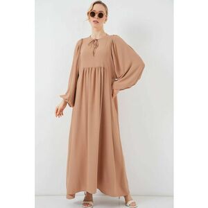 Rochie maxi lejera dama - HiCCUP - poliester/elastan - maro imagine