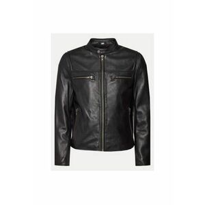 Geaca din piele barbati JUSTICE - Piele naturala - Negru - Negru imagine