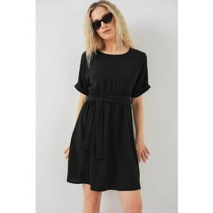 Rochie mini dama HiCCUP - cu cordon - poliester/elastan - negru imagine