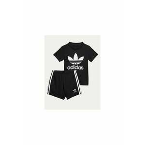 Compleu din bumbac cu tricou si pantaloni scurti - Negru imagine