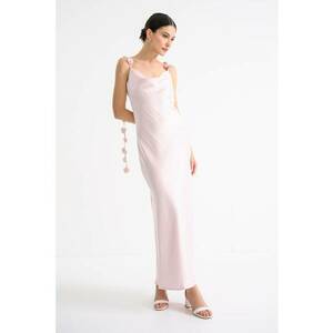 Rochie furou cu aplicatii florale 3D - Roz pal imagine