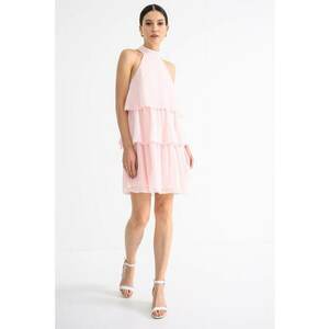 Rochie halter stratificata - Roz pastel imagine