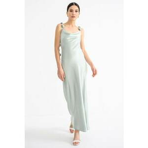 Rochie furou cu aplicatii florale 3D - Verde pal imagine